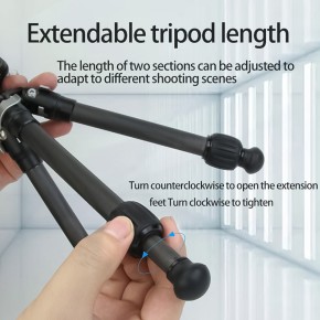 Extended Aluminum Alloy Carbon Fiber Portable Tripod