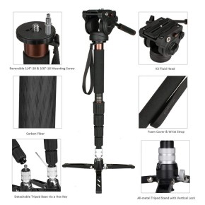 Carbon Fiber Hydraulic Monopod Camera Tripod